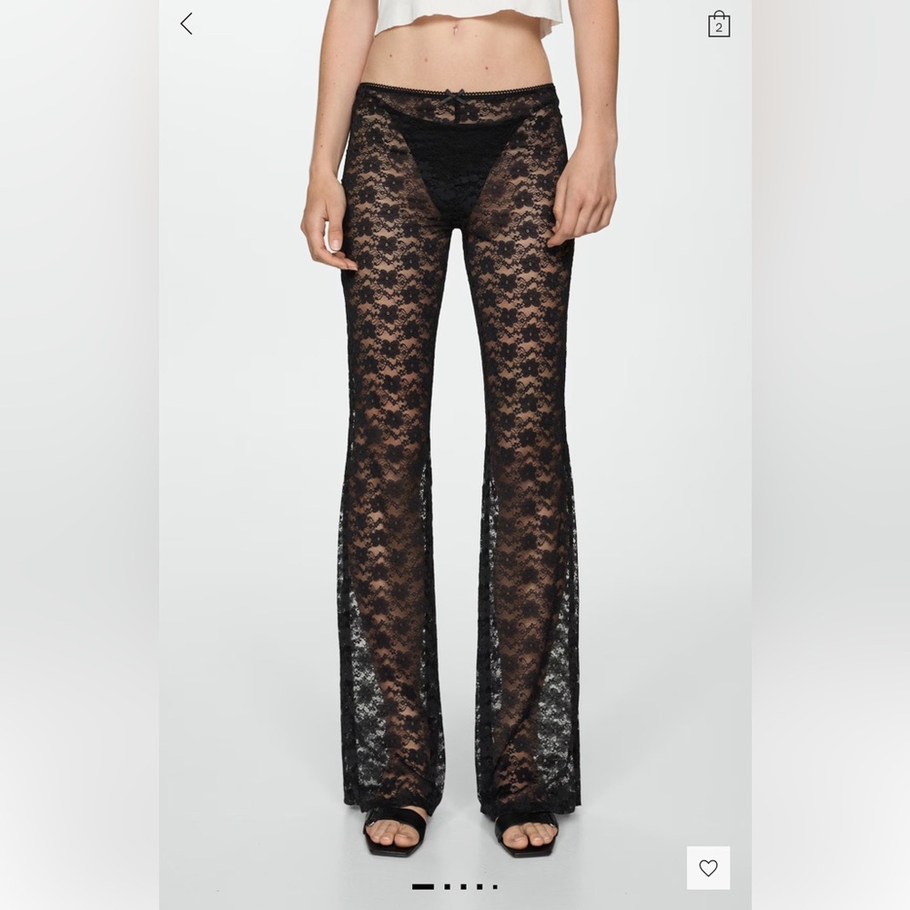 Mango Straight Fit Lace Trousers